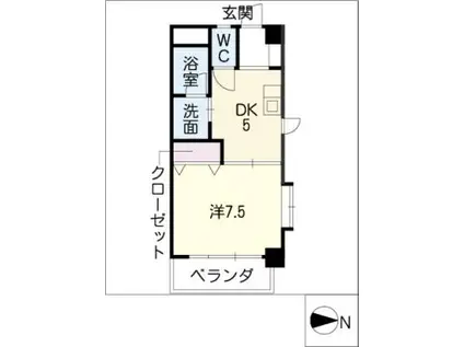 サンシャイン伊藤(1DK/5階)の間取り写真