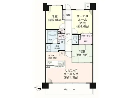 レーベンハイム蕨クラファス(2SLDK/2階)の間取り写真