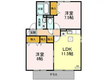 パレスボナール23 C棟(2LDK/1階)の間取り写真