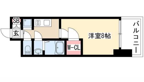 プレサンスジェネ千種内山II(1K/6階)の間取り写真