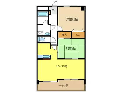 ホワイトアース(2LDK/3階)の間取り写真