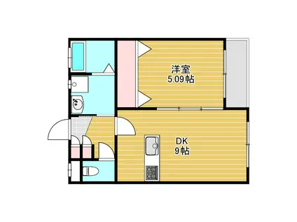 シェール中桜塚(1DK/2階)の間取り写真