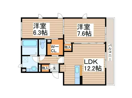 RE・EARTHの杜ほし(2LDK/2階)の間取り写真
