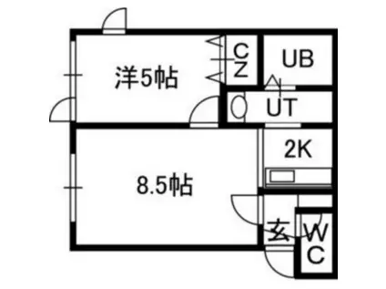 プラッツ南16条(1LDK/2階)の間取り写真