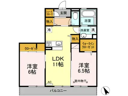 MERVEILLE(2LDK/3階)の間取り写真