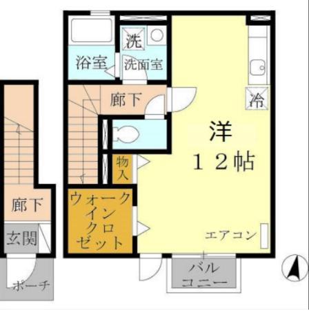 プロスパー(ワンルーム/2階)の間取り写真