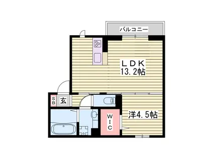 カザ オリーブ イースト(1LDK/2階)の間取り写真