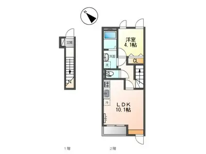 ラ ルーチェM(1LDK/2階)の間取り写真