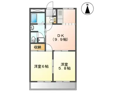 エバーシャイン山本(2DK/2階)の間取り写真