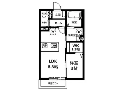 ラシーネ越後山壱番館(1LDK/1階)の間取り写真