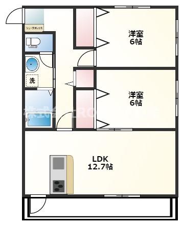MS ONE(2LDK/2階)の間取り写真