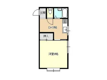 ルネ中の橋(1DK/2階)の間取り写真