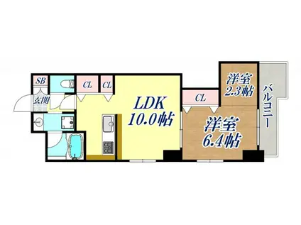 ワコーレエキサイド岡本(1LDK/8階)の間取り写真