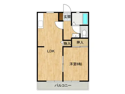 サンビレッジ六番街G棟(1LDK/2階)の間取り写真