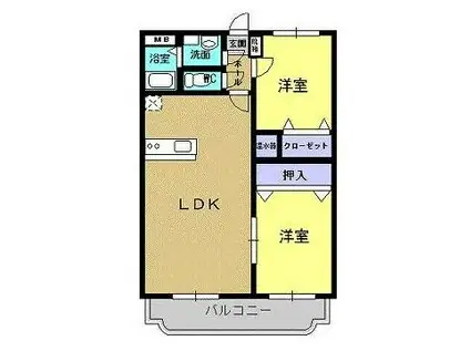 プレミアム五番館(2LDK/4階)の間取り写真