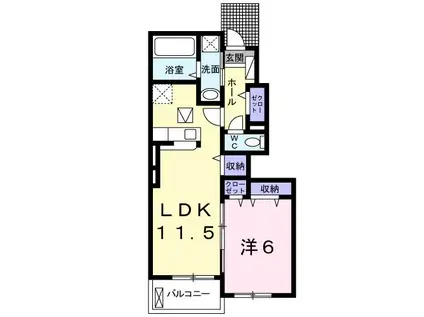 リミードII(1LDK/1階)の間取り写真