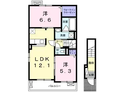 リヴェール(2LDK/2階)の間取り写真
