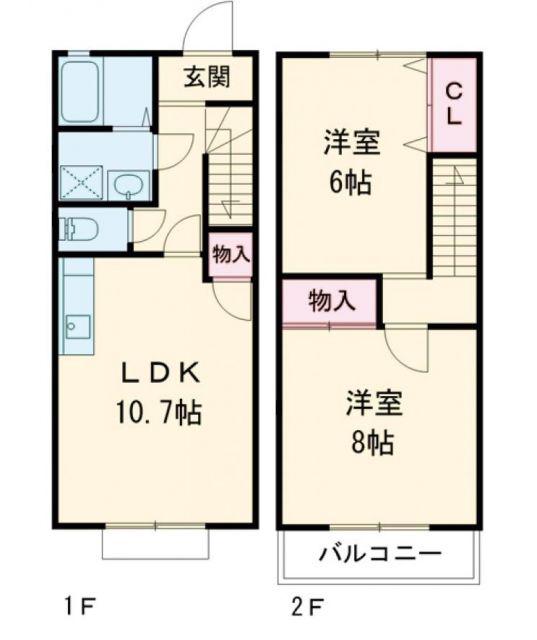 ポピュレール(2LDK/1階)の間取り写真
