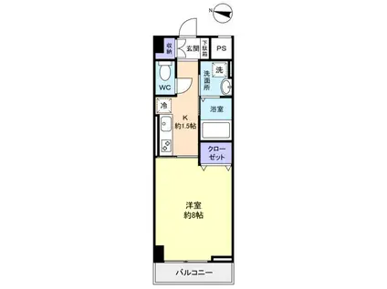 プログレス花通(1K/1階)の間取り写真