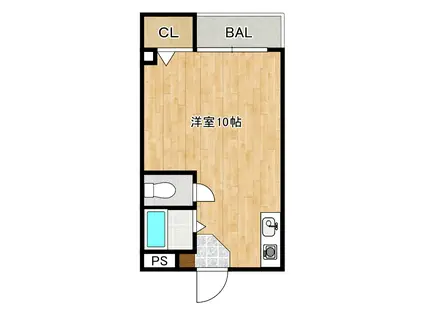 スカイコーポ針摺(ワンルーム/1階)の間取り写真