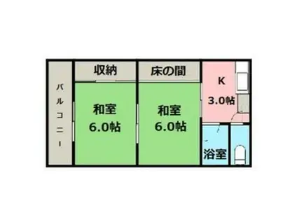 末松ハイム(2K/2階)の間取り写真