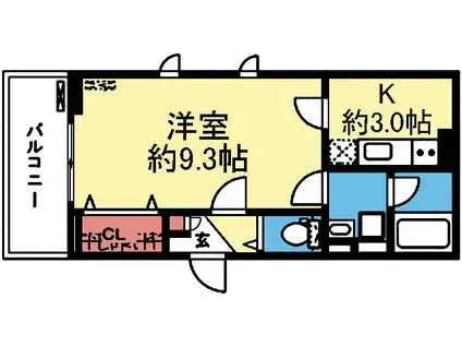 プランドール横浜(1K/3階)の間取り写真