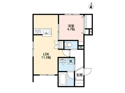 東大泉6丁目メゾン(1LDK/1階)の間取り写真