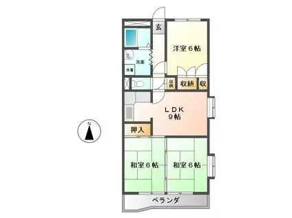 コスモシティ日永(3LDK/2階)の間取り写真
