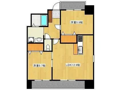 クロノス34田井島II(2LDK/8階)の間取り写真