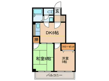 ハイネスオカザキII(2DK/2階)の間取り写真