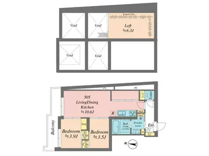 GRANDE SHAKUJIIDAI(2LDK/5階)の間取り写真