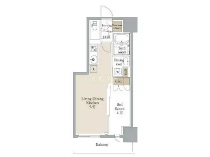 JMFレジデンス蔵前鳥越(1LDK/6階)の間取り写真