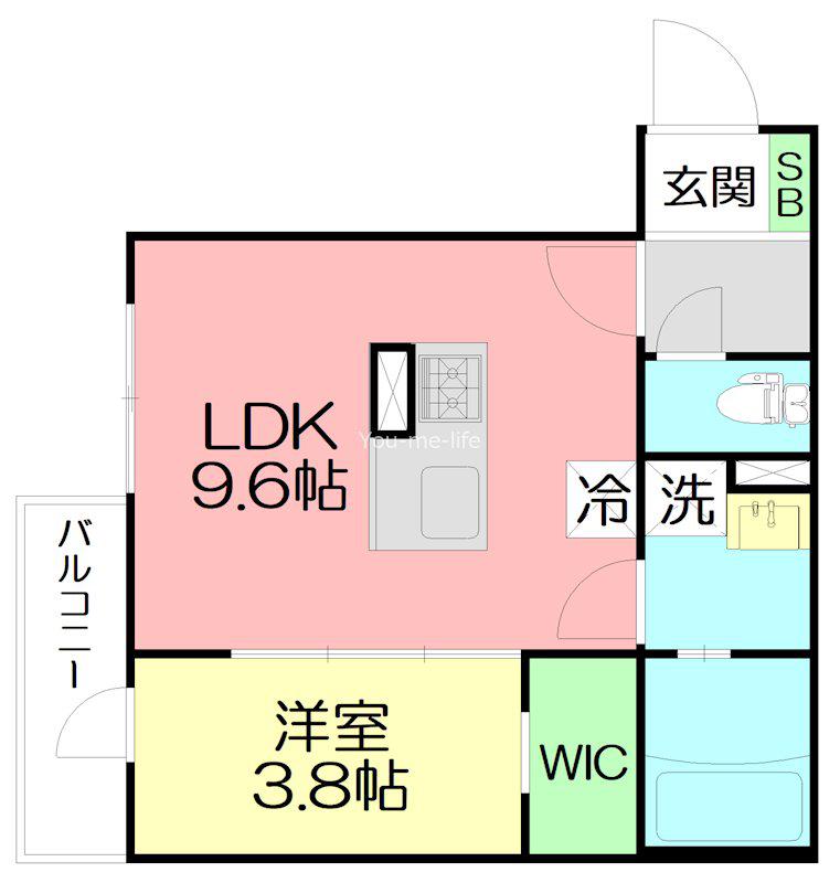 FLEURS DE CERISIER(1LDK/3階)の間取り写真