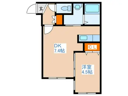 ELENDIL(1DK/4階)の間取り写真