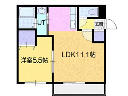 フェバリット千歳末広(1LDK/3階)の間取り写真