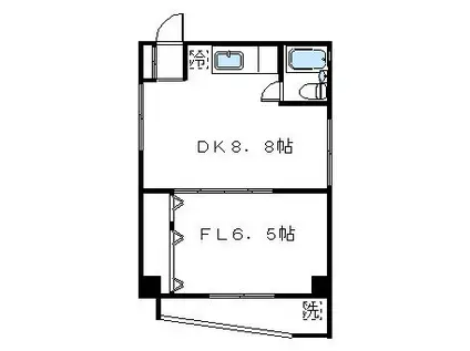 秀峰マンション(1DK/2階)の間取り写真