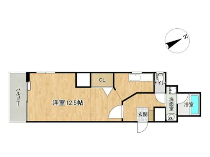 アスールI(1K/6階)の間取り写真