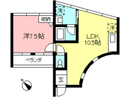 NAGAO SUZUKI PEAR FIELD S(1LDK/3階)の間取り写真