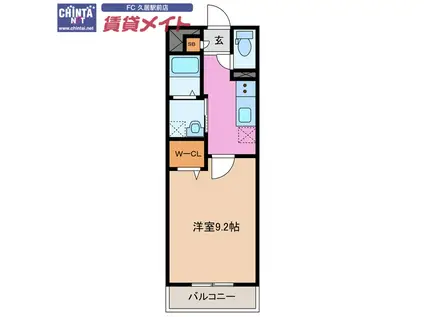 インフィニティII(1K/3階)の間取り写真