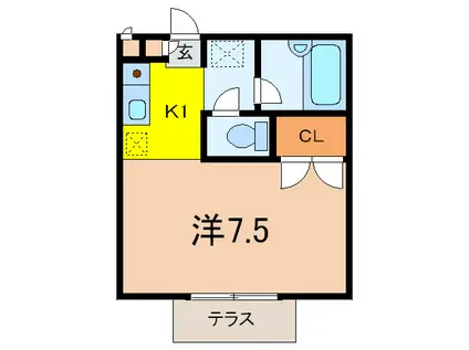 フォアオルテ岡本(1K/1階)の間取り写真