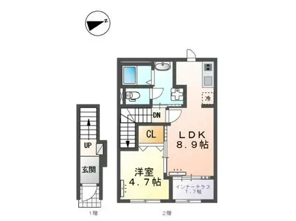 スターテラスII上福原(1LDK/2階)の間取り写真