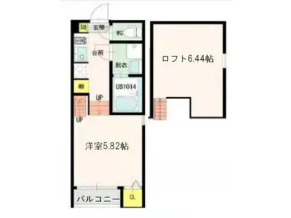 ラ・ルーチェ北仙台(1K/2階)の間取り写真