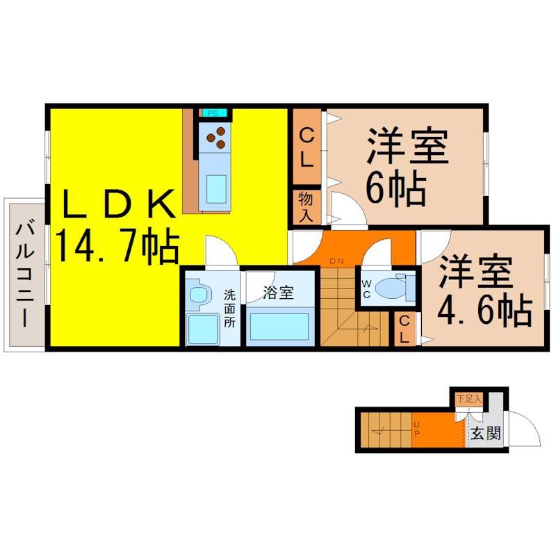 リマーレ道徳(2LDK/2階)の間取り写真