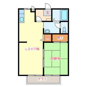 CLAIR溝端(1LDK/1階)の間取り写真