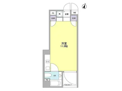 F・BLANC(ワンルーム/4階)の間取り写真