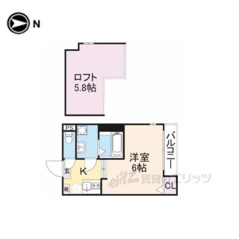 ハーモニーテラス景勝町2(1K/1階)の間取り写真