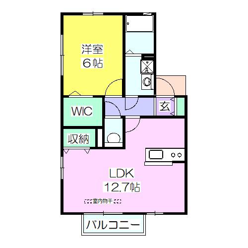 シエルハウスB(1LDK/2階)の間取り写真