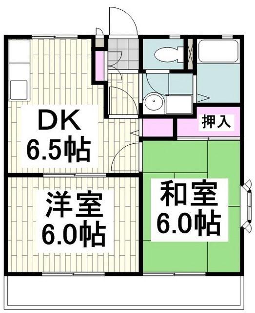 シャトル森崎III(2DK/2階)の間取り写真