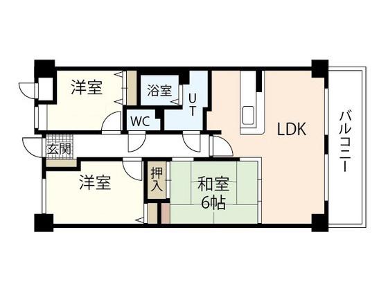 ダイアパレスウエストシティ四季の杜(3LDK/13階)の間取り写真