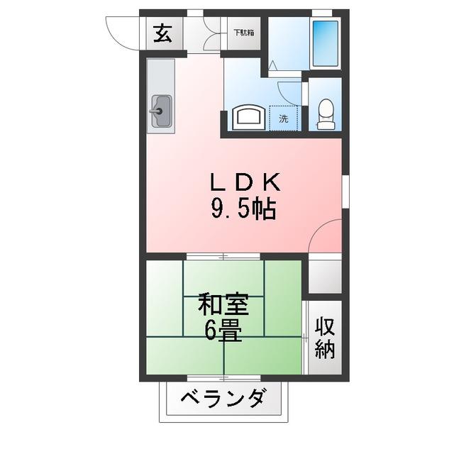 ハレハレハウス(1LDK/2階)の間取り写真